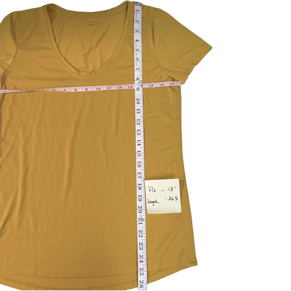 ATHLETA Yellow Mustard Short Sleeve Soft Top - Picture 3 of 6